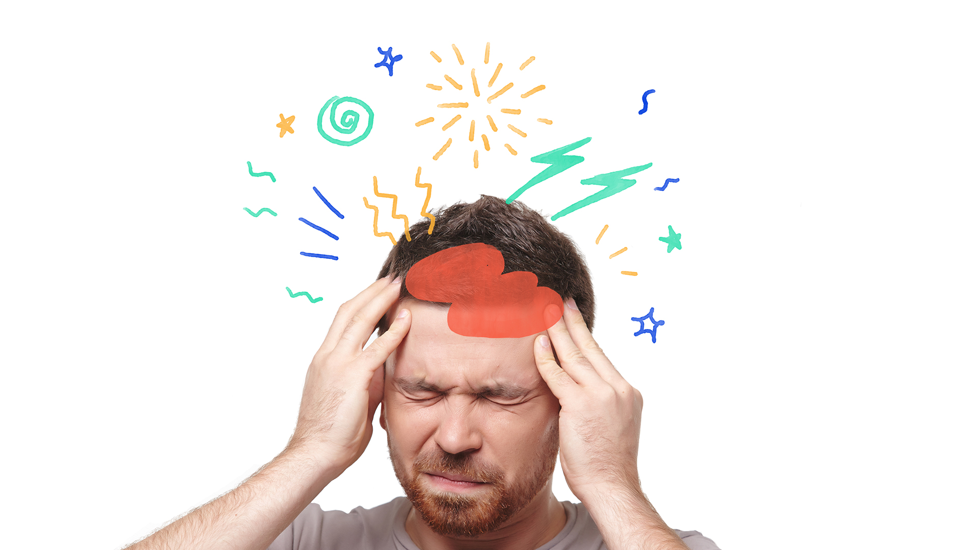 Illustration of man with a migraine